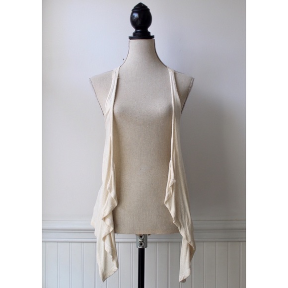 NWOT Cream Open Front Vest w/Embellished Racerback - Picture 2 of 8